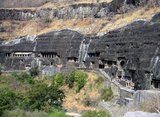 The Ajanta Caves in Maharashtra, India are 31 rock-cut cave monuments which date from the 2nd century BCE. The caves include paintings and sculptures considered to be masterpieces of both Buddhist religious art (which depict the Jataka tales) as well as frescos which are reminiscent of the Sigiriya paintings in Sri Lanka.<br/><br/>

The caves were built in two phases starting around 200 BCE, with the second group of caves built around 600 CE. Since 1983, the Ajanta Caves have been a UNESCO World Heritage Site. The caves are located in the Indian state of Maharashtra, just outside the village of Ajinṭhā in Aurangabad district.<br/><br/>

GNU Free Documentation Licence image.