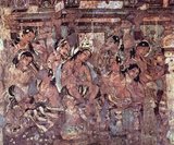 The Ajanta Caves in Maharashtra, India are 31 rock-cut cave monuments which date from the 2nd century BCE. The caves include paintings and sculptures considered to be masterpieces of both Buddhist religious art (which depict the Jataka tales) as well as frescos which are reminiscent of the Sigiriya paintings in Sri Lanka.<br/><br/>

The caves were built in two phases starting around 200 BCE, with the second group of caves built around 600 CE. Since 1983, the Ajanta Caves have been a UNESCO World Heritage Site. The caves are located in the Indian state of Maharashtra, just outside the village of Ajinṭhā in Aurangabad district. 