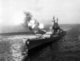Korea: The USS Missouri fires a 16-inch salvo at Chong Jin, North Korea. Korean War (1950-1953).