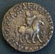 India: Coin of Azes II, with a clear depiction of his military outfit, with coat of mail and reflex bow in the saddle.
