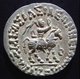 India: Azes II in armour, riding a horse, on one of his silver tetradrachms, minted in Gandhara.